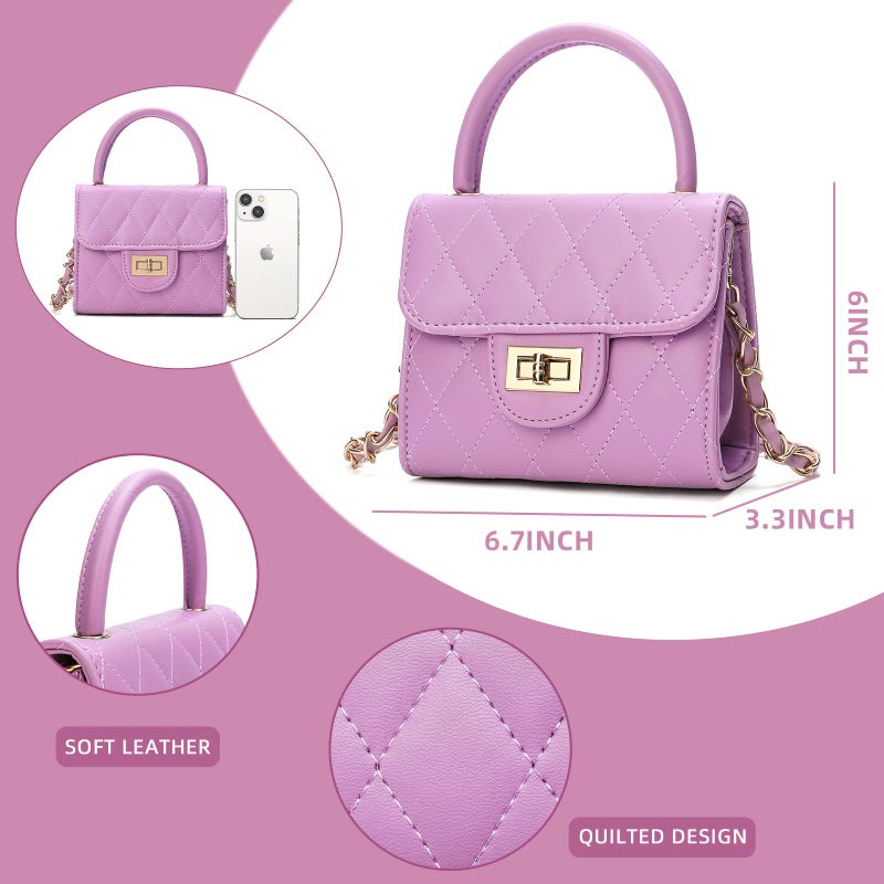 Qiuhome Little Girl Purse Toddler Purse Childrens Purses Little Girls Handbag (Purple) - Image 3